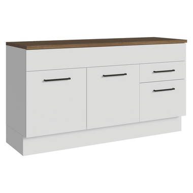 Bajo Mesada 150 cm 2 Puertas 2 Cajones Blanco/Marrón Agata Madesa