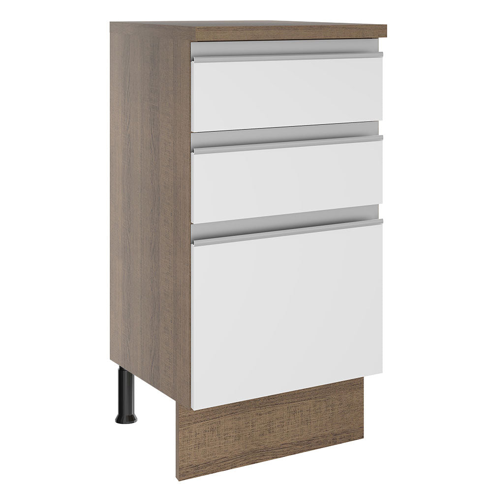 Bajo Mesada 40 cm 3 Cajones Glamy Marrón/Blanco