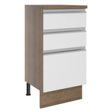Bajo Mesada 40 cm 3 Cajones Glamy Marrón/Blanco