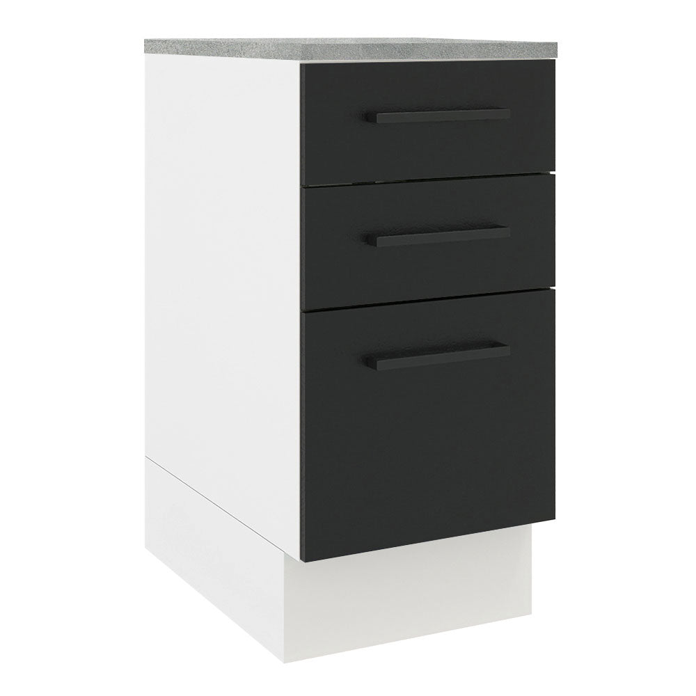 Bajo Mesada 40 cm 3 Cajones Agata Blanco/Negro