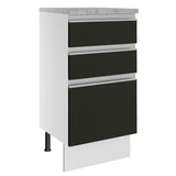 Bajo Mesada 40 cm 3 Cajones Glamy Blanco/Negro