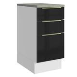 Bajo Mesada de Cocina 40 cm 3 Cajones Blanco/Negro Lux Madesa