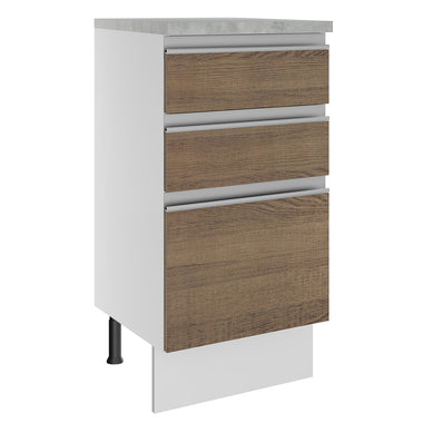 Bajo Mesada 40 cm 3 Cajones Blanco/Marrón Glamy Madesa