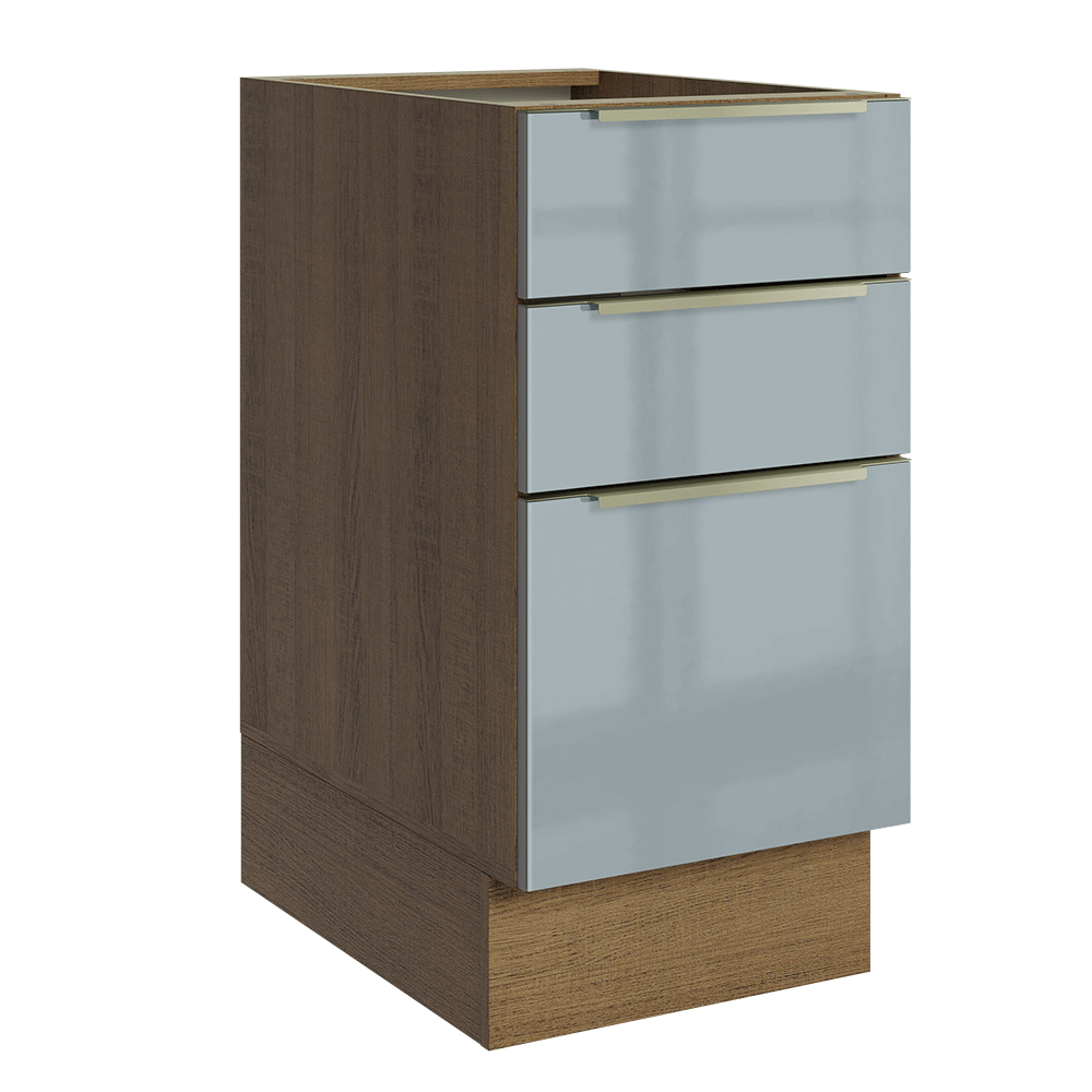 Bajo Mesada de Cocina 40 cm 3 Cajones (Sin Mesada) Marrón/Gris Lux Madesa
