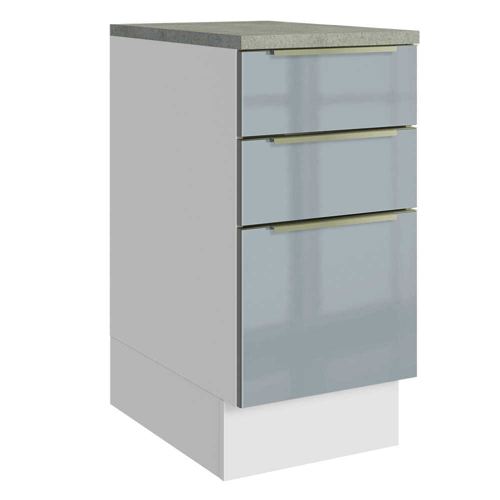 Bajo Mesada de Cocina 40 cm 3 Cajones Blanco/Gris Lux Madesa