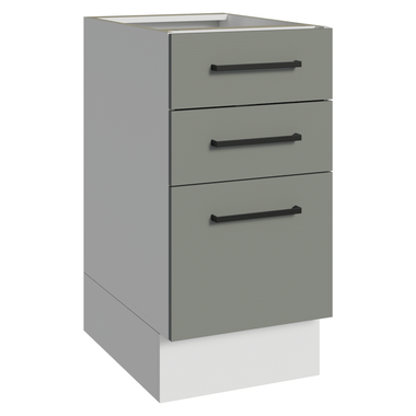 Bajo Mesada 40 cm 3 Cajones Sin Mesada Blanco/Gris Agata Madesa