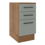 Bajo Mesada 40 cm 3 Cajones Agata Marrón/Gris