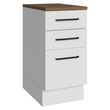 Bajo Mesada 40 cm 3 Cajones Blanco/Marrón Agata Madesa