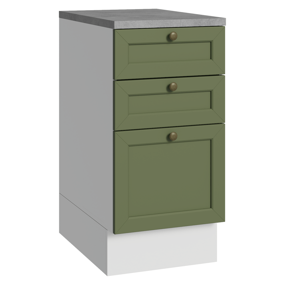 Bajo Mesada de Cocina 40 cm 3 Cajones Blanco/Verde Vik Madesa