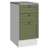 Bajo Mesada de Cocina 40 cm 3 Cajones Blanco/Verde Vik Madesa