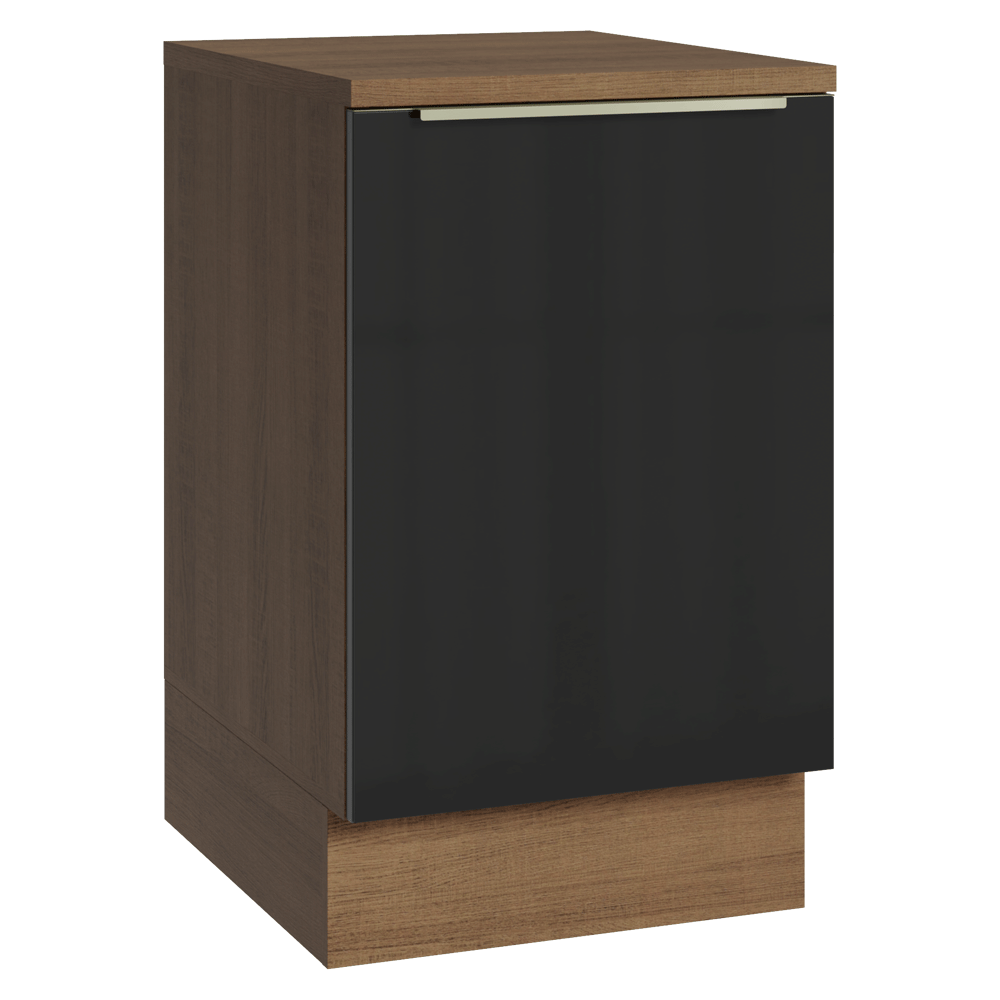 Bajo Mesada de Cocina 50 cm 1 Puerta (Con Mesada) Marrón/Negro Lux Madesa
