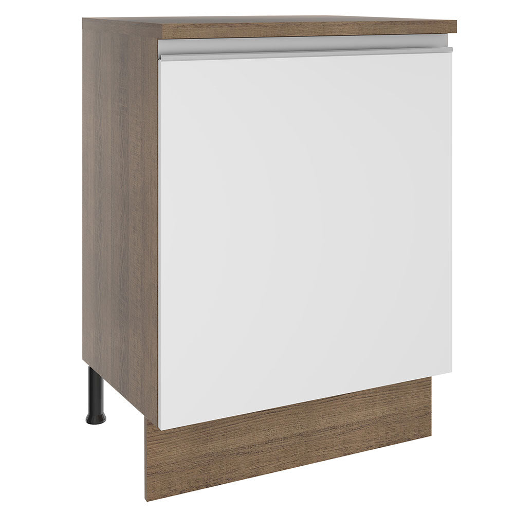 Bajo Mesada 60 cm 1 Puerta Glamy Marrón/Blanco