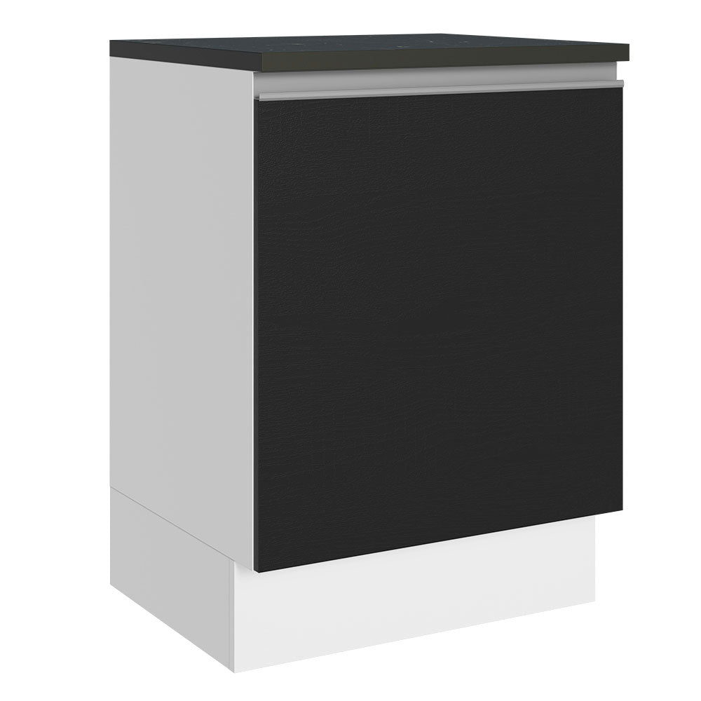Bajo Mesada Cocina 100% MDF 60 cm 1 Puerta Blanco/Negro Acordes Madesa