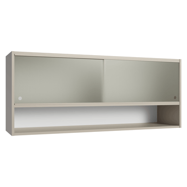 Alacena 120 cm 2 Puertas Corredizas de Vidrio Esmerilado 1 Nicho Crema Nice Madesa