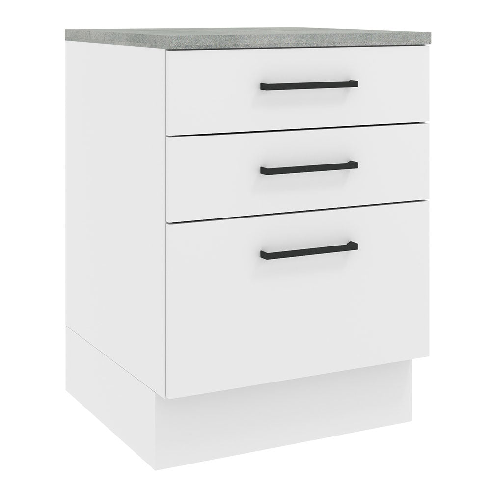 Bajo Mesada 60 cm 3 Cajones Blanco Agata