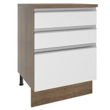Bajo Mesada 60 cm 3 Cajones Glamy Marrón/Blanco