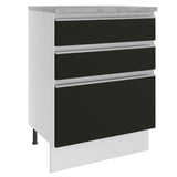 Bajo Mesada 60 cm 3 Cajones Glamy Blanco/Negro