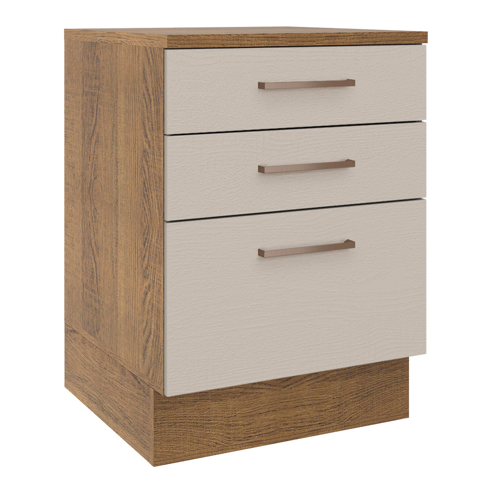 Bajo Mesada 60 cm 3 Cajones Agata Marrón/Crema