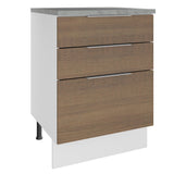 Bajo Mesada Cocina 60 cm 3 Cajones Blanco/Marrón Stella Madesa