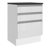 Bajo Mesada Cocina 100% MDF 60 cm 3 Cajones Frentes Blanco Brillante Acordes Madesa