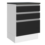 Bajo Mesada Cocina 100% MDF 60 cm 3 Cajones Blanco/Negro Acordes Madesa