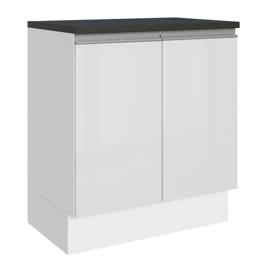 Bajo Mesada 70 cm 2 Puertas (Con Mesada) 100% MDF Frentes Brillante Blanco Acordes Madesa