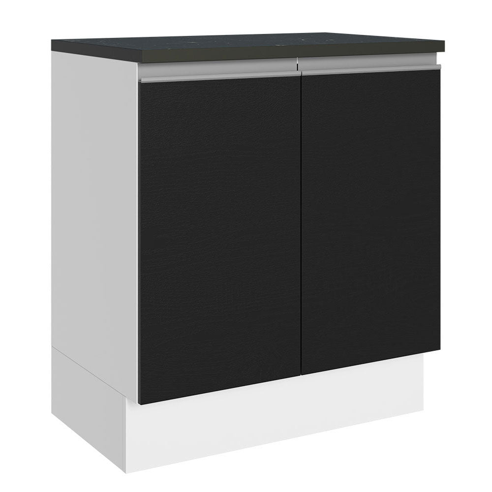 Bajo Mesada Cocina 100% MDF 70 cm 2 Puertas Blanco/Negro Acordes Madesa