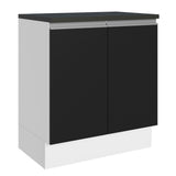 Bajo Mesada Cocina 100% MDF 70 cm 2 Puertas Blanco/Negro Acordes Madesa