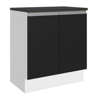 Bajo Mesada 70 cm 2 Puertas (Con Mesada) 100% MDF Blanco/Negro Acordes Madesa