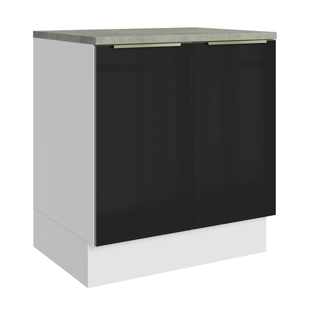 Bajo Mesada de Cocina 70 cm 2 Puetas Blanco/Negro Lux Madesa