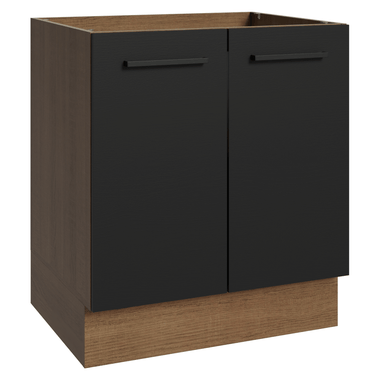 Bajo Mesada 70 cm 2 Puertas Sin Mesada Marrón/Negro Agata Madesa