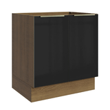 Bajo Mesada de Cocina 70 cm 2 Puetas (Sin Mesada) Marrón/Negro Lux Madesa