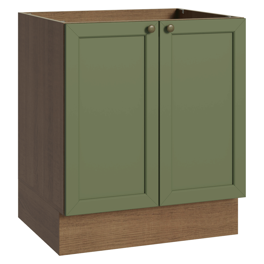 Bajo Mesada 70 cm 2 Puertas Sin Mesada Marrón/Verde Vik Madesa