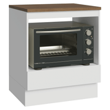 Bajo Mesada para Horno/Microondas 70 cm 1 Cajón Blanco Mesada Marrón