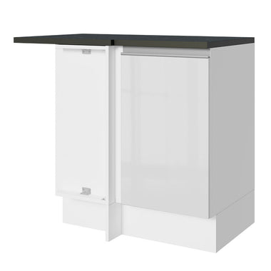Bajo Mesada Esquinero 94 cm 1 Puerta (Con Mesada) 100% MDF Brillante Blanco Acordes Madesa