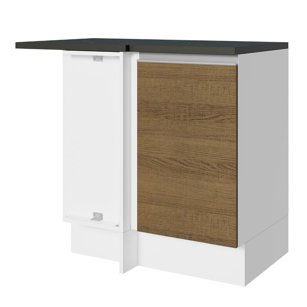 Bajo Mesada Cocina Esquinera 100% MDF 1 Puerta Blanco/Marrón Acordes Madesa