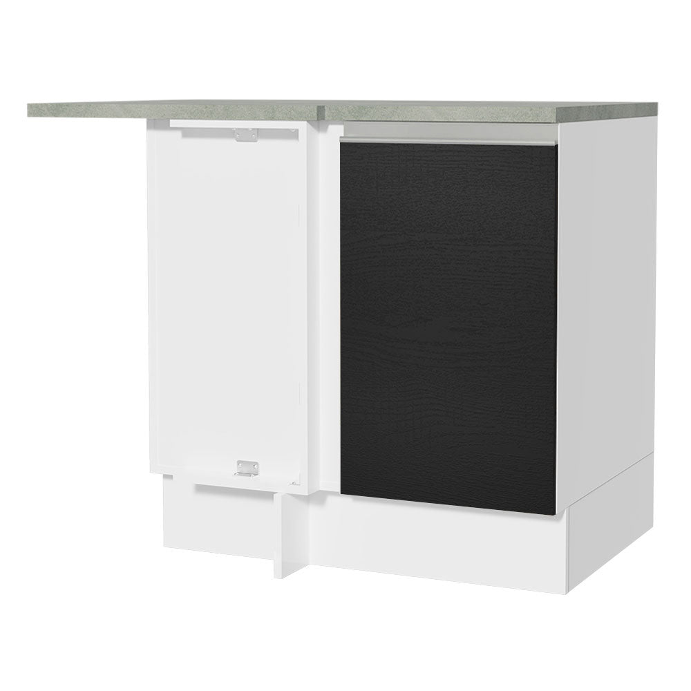 Bajo Mesada de Esquina de Cocina con 1 Puerta Glamy Blanco/Negro