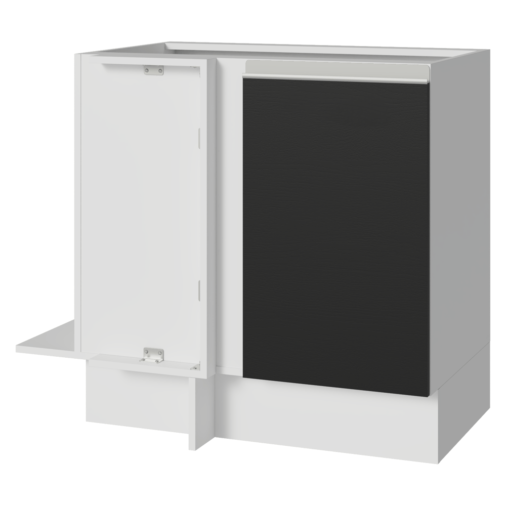Bajo Mesada Esquinero 94 cm 1 Puerta (Sin Mesada) Blanco/Negro Glamy Madesa