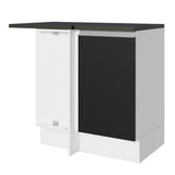 Bajo Mesada Cocina Esquinera 100% MDF 1 Puerta Blanco/Negro Acordes Madesa