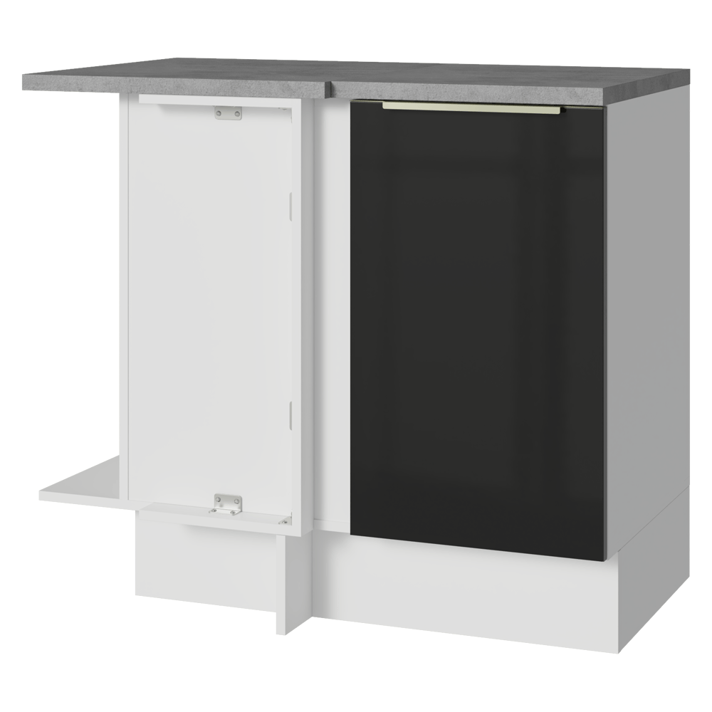 Bajo Mesada Esquinero 1 Puerta Blanco/Negro Lux Madesa