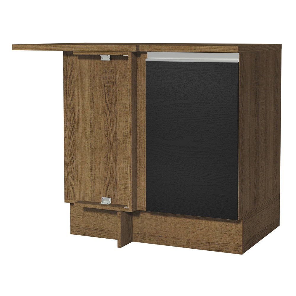 Bajo Mesada de Esquina de Cocina con 1 Puerta Glamy Marrón/Negro