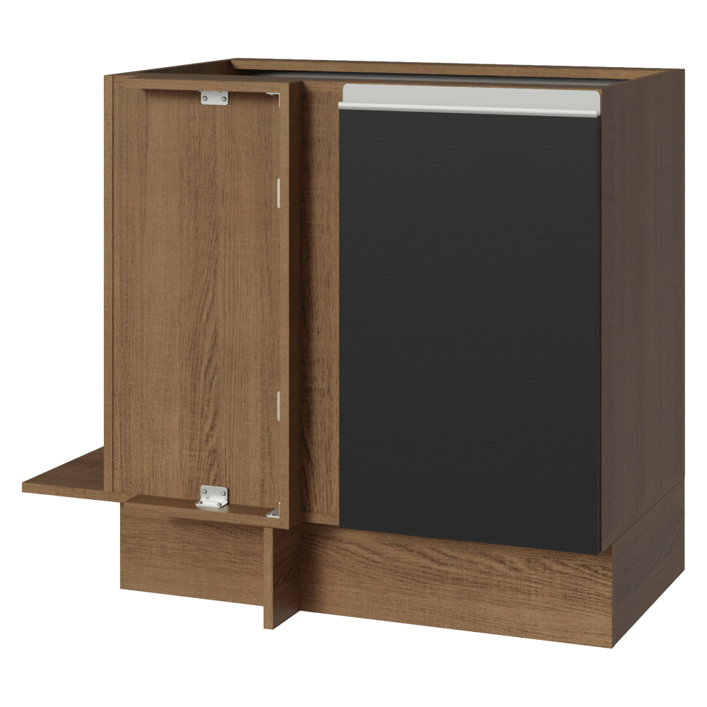 Bajo Mesada Esquinero 94 cm 1 Puerta (Sin Mesada) Marrón/Negro Glamy Madesa