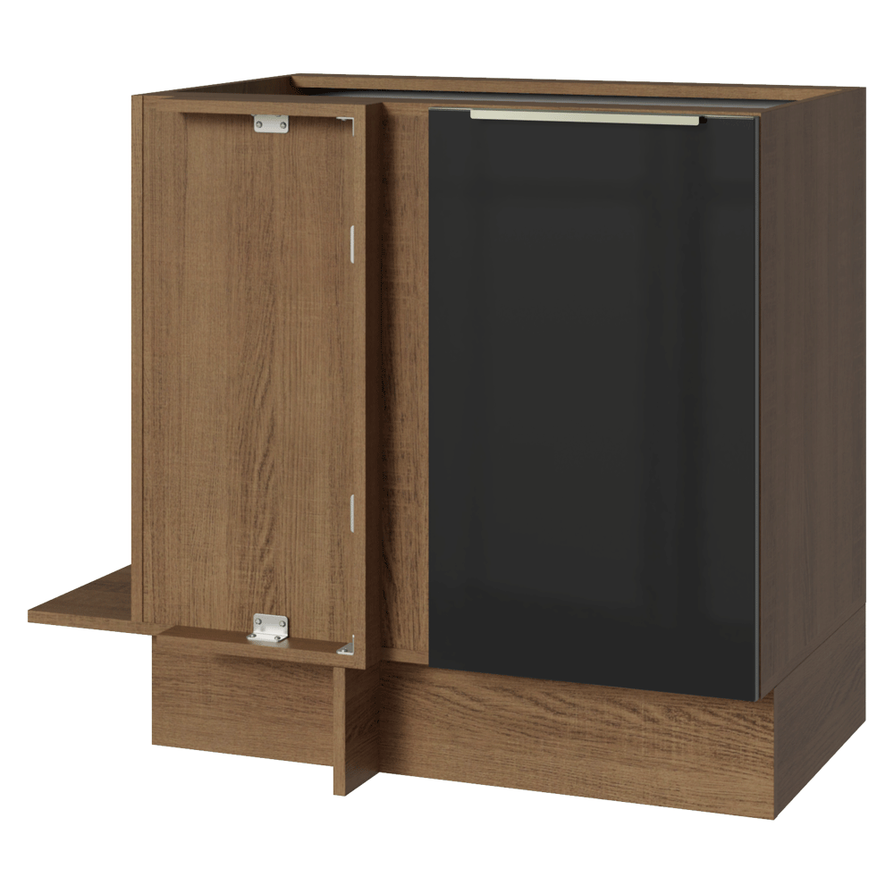 Bajo Mesada Esquinero 1 Puerta (Sin Mesada) Marrón/Negro Lux Madesa