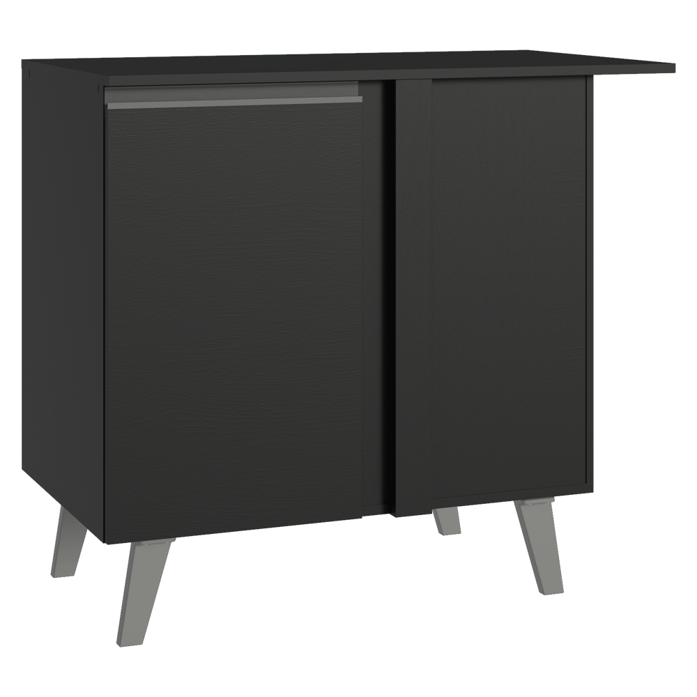 Bajo Mesada Esquinero 1 Puerta con Patas Negro Nice Madesa