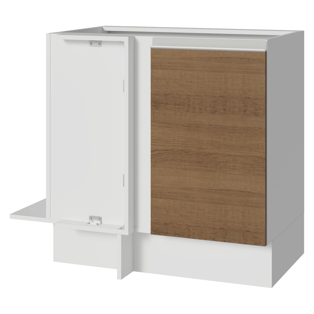 Bajo Mesada Esquinero 94 cm 1 Puerta (Sin Mesada) Blanco/Marrón Glamy Madesa