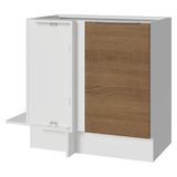 Bajo Mesada Esquinero 94 cm 1 Puerta (Sin Mesada) Blanco/Marrón Stella Madesa