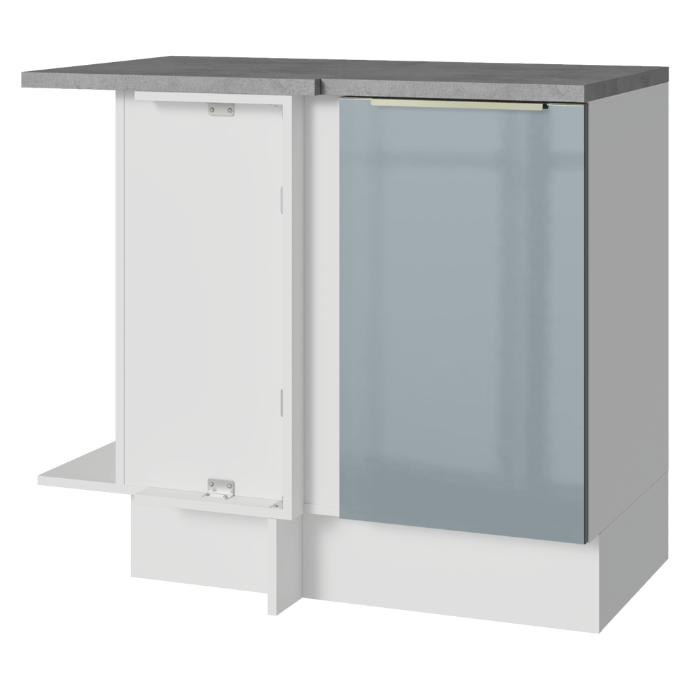 Bajo Mesada Esquinero 1 Puerta Blanco/Gris Lux Madesa