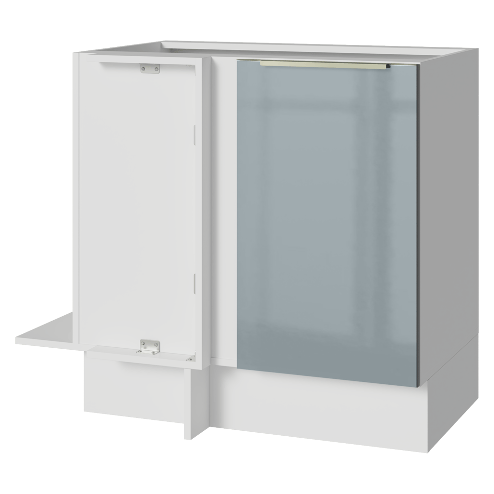 Bajo Mesada Esquinero 1 Puerta (Sin Mesada) Blanco/Gris Lux Madesa