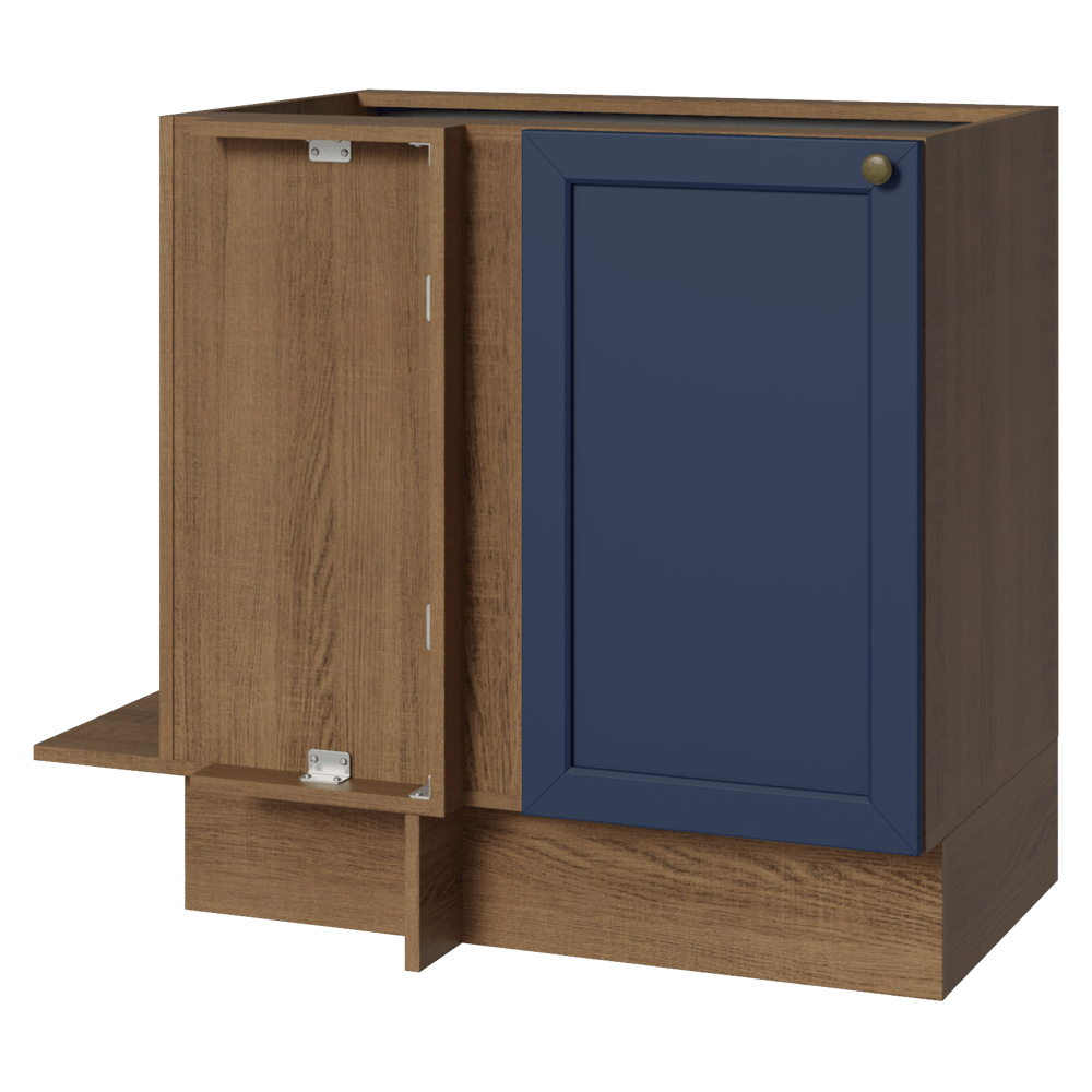 Bajo Mesada Esquinero 94 cm 1 Puerta (Sin Mesada) Marrón/Azul Vik Madesa