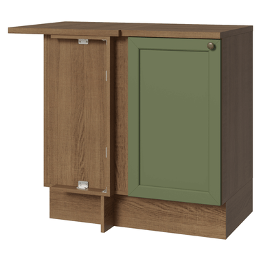 Bajo Mesada Esquinero 94 cm 1 Puerta Marrón/Verde Vik Madesa